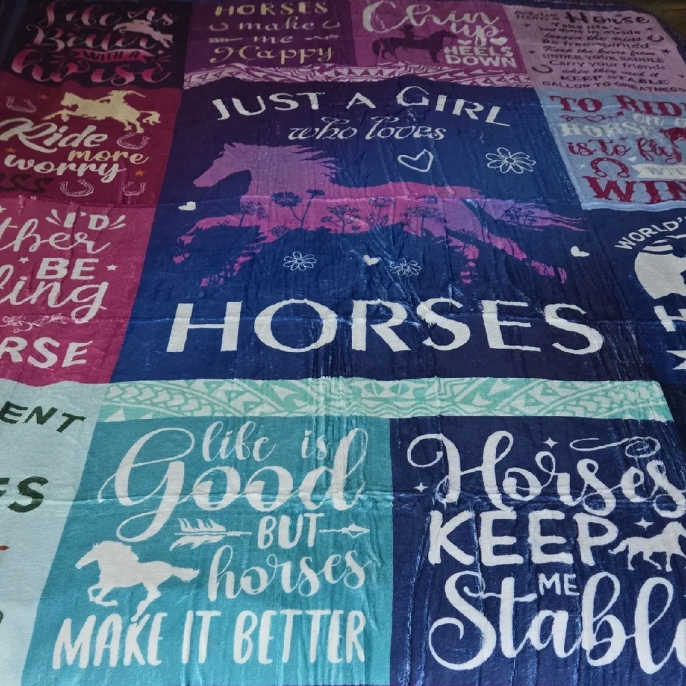 Colorful Horse-Themed Equestrian Throw Blanket New 2026 Is The Year Of The Horse
